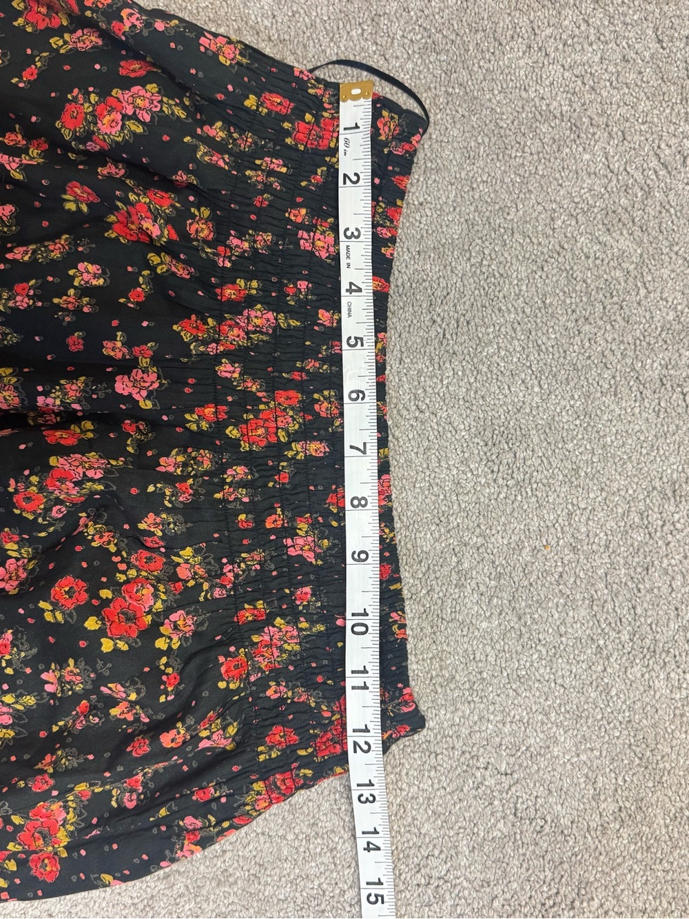 Free People Black Floral Maxi Skirt XS | Boho Tiered Elastic Waist - Picture 6 of 7